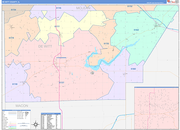 De Witt County, IL Wall Map